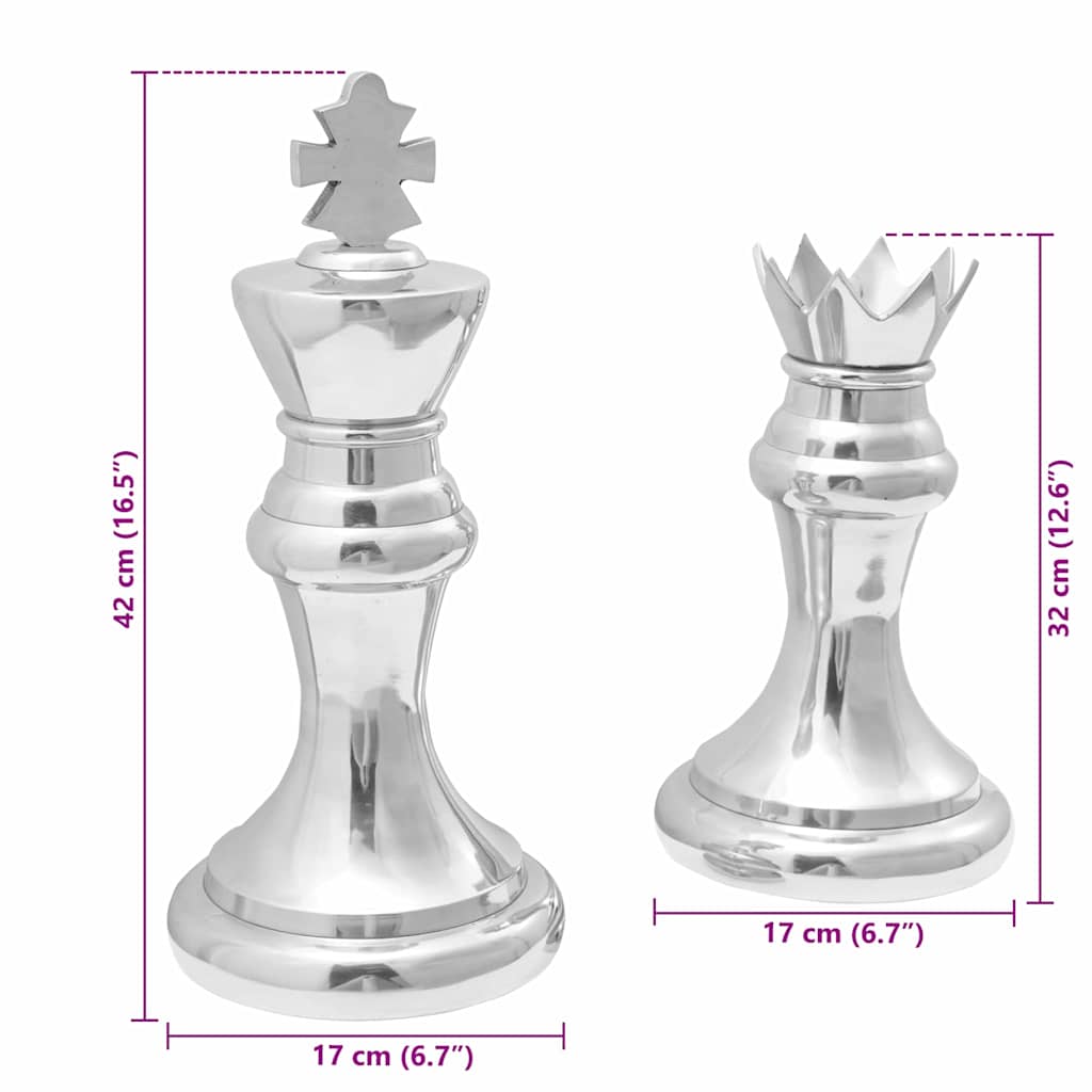 Skulpturen 2 Pcs Silber 17 X 17 X 42 Cm Aluminium