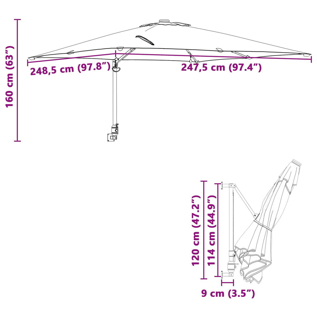Garten-Sonnenschirm 248,5 X 247,5 X 160 Cm