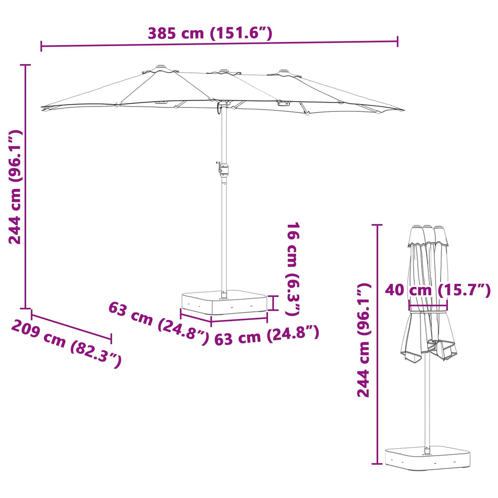Garten-Sonnenschirm Und Anthrazit 385 X 209 X 244 Cm