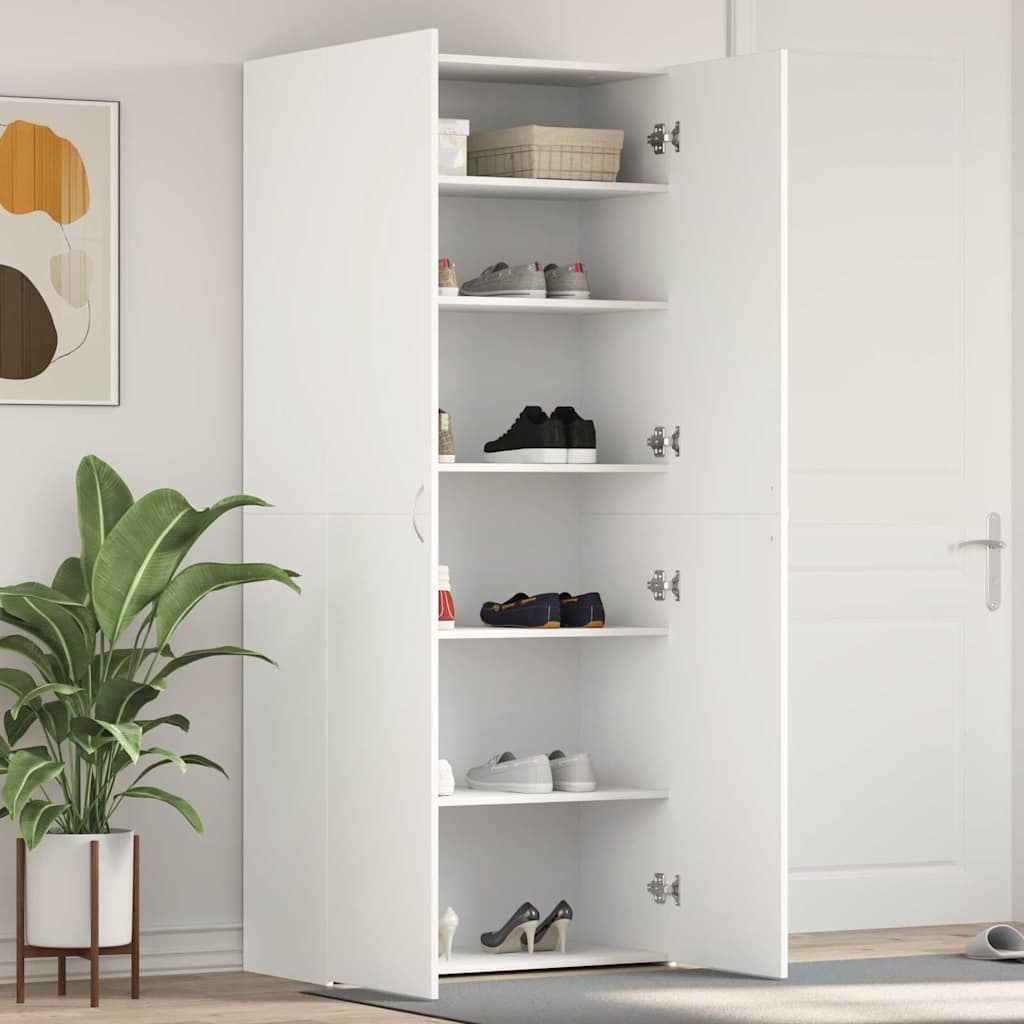 Schuhschrank Mit Regal Grau 80 X 35,5 X 180 Cm Holzwerkstoff