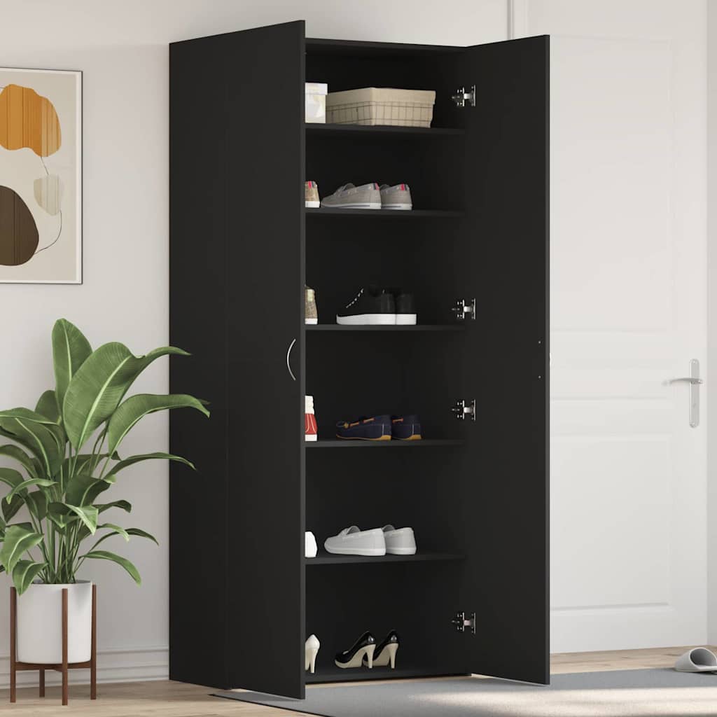 Schuhschrank Mit Regal Grau 80 X 35,5 X 180 Cm Holzwerkstoff