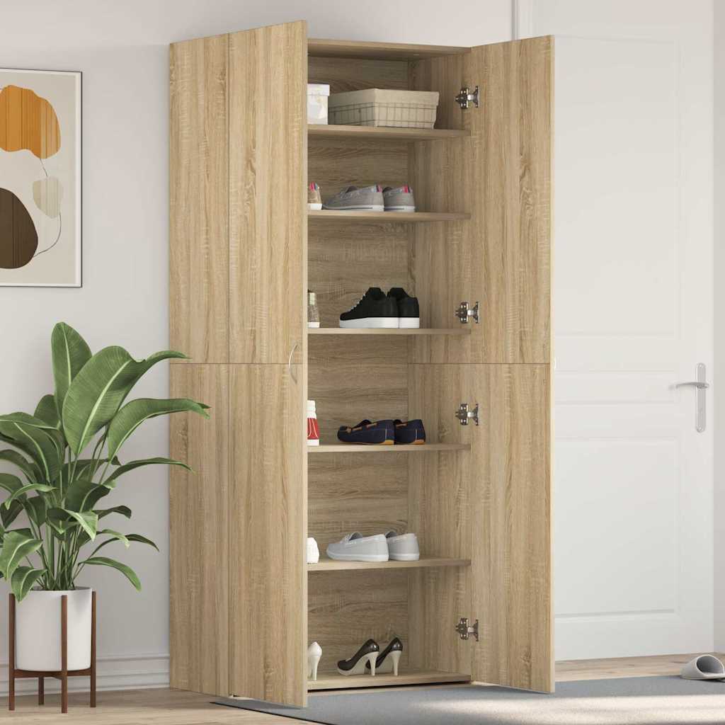 Schuhschrank Mit Regal Grau 80 X 35,5 X 180 Cm Holzwerkstoff