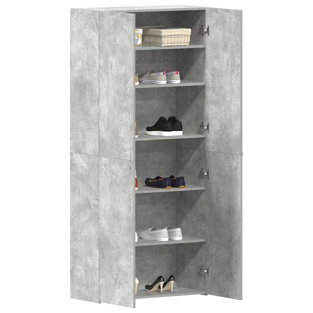 Schuhschrank Mit Regal Grau 80 X 35,5 X 180 Cm Holzwerkstoff