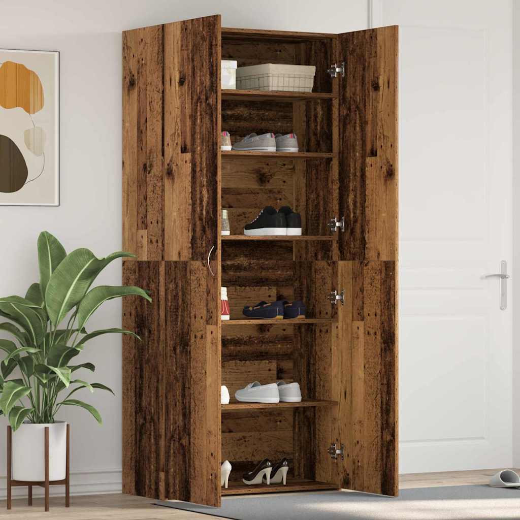 Schuhschrank Mit Regal Grau 80 X 35,5 X 180 Cm Holzwerkstoff