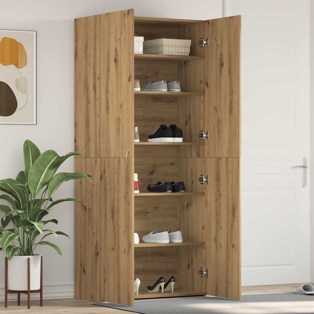 Schuhschrank Mit Regal Grau 80 X 35,5 X 180 Cm Holzwerkstoff