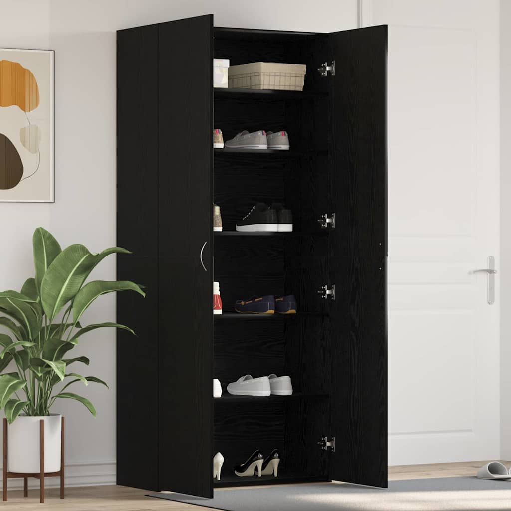 Schuhschrank Mit Regal Grau 80 X 35,5 X 180 Cm Holzwerkstoff