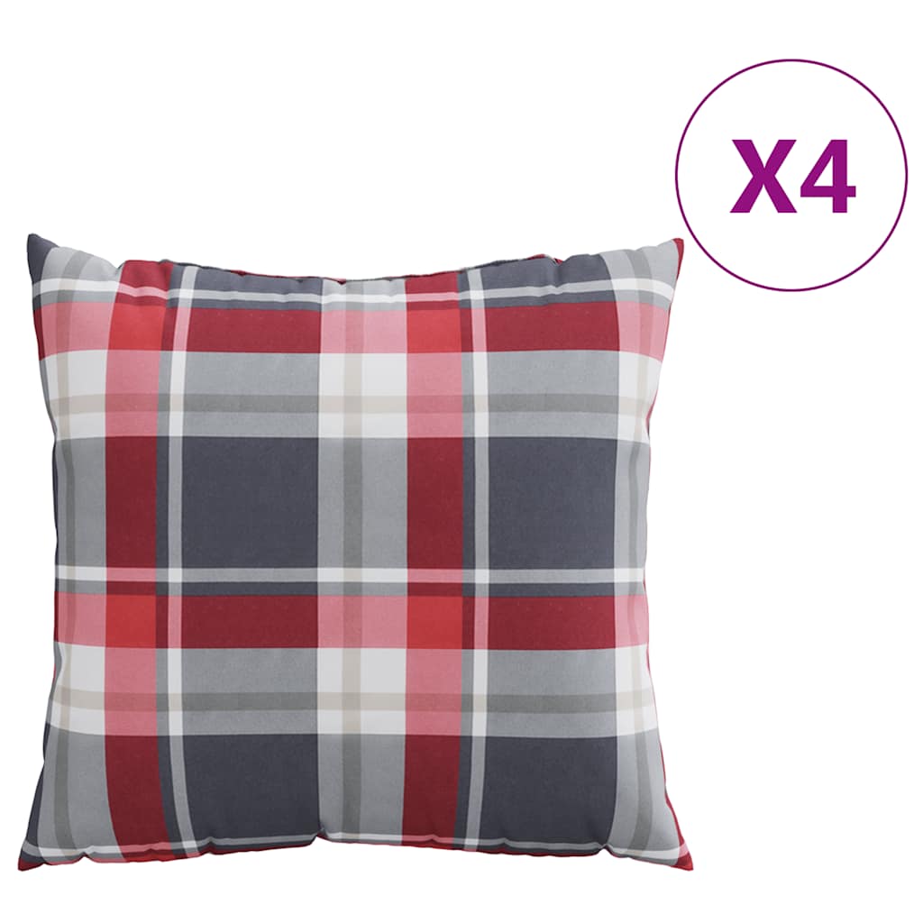 Sofakissen 4 Stk. Rot Karomuster 40X40 Cm Stoff