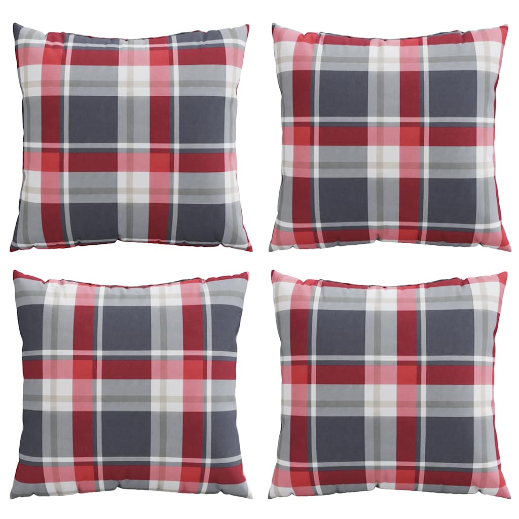 Sofakissen 4 Stk. Rot Karomuster 40X40 Cm Stoff