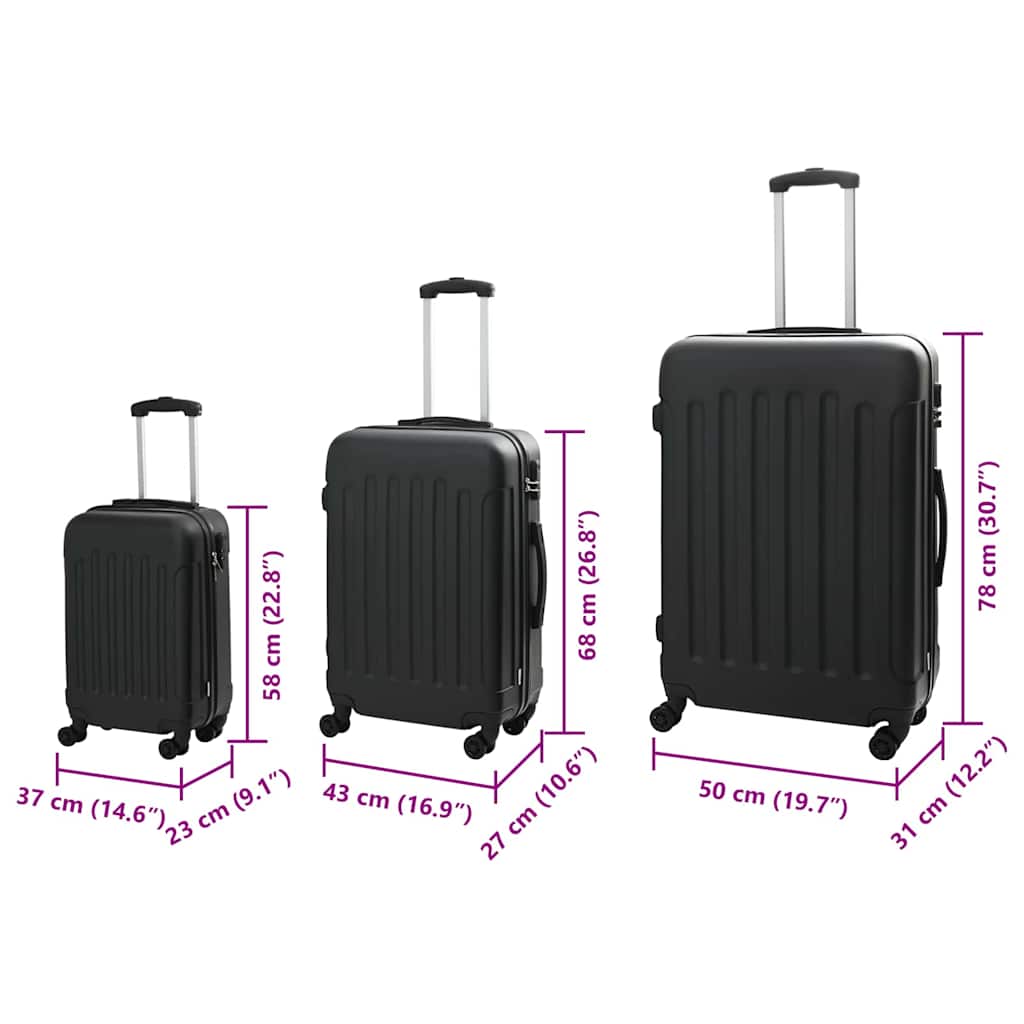 Koffer Mit Schloss 3 Pcs 50 X 31 X 78 Cm Abs Kunststoff