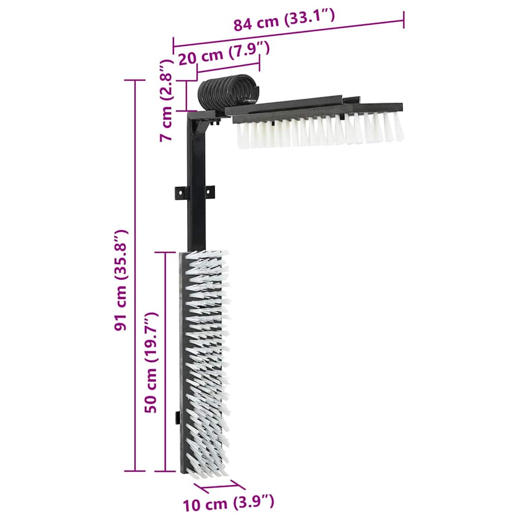 Kühbürste Verstellbar Schwarz Und 84 X 10 X 91 Cm Pvc