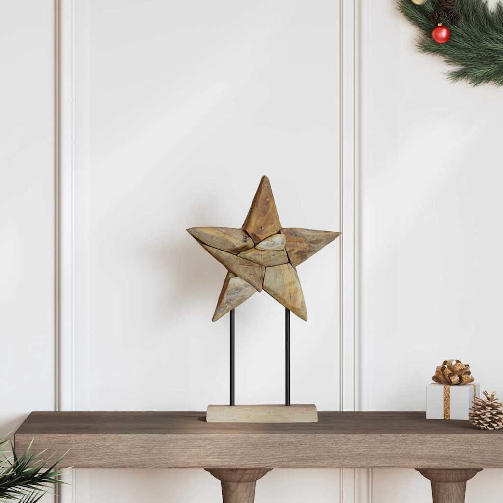 Weihnachtsstern Braun Massivholz Teak