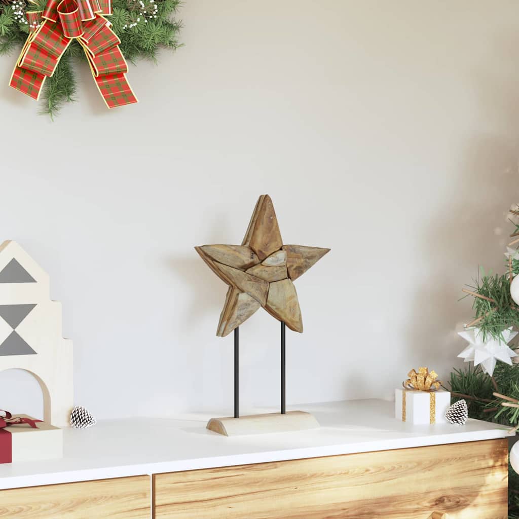 Weihnachtsstern Braun Massivholz Teak