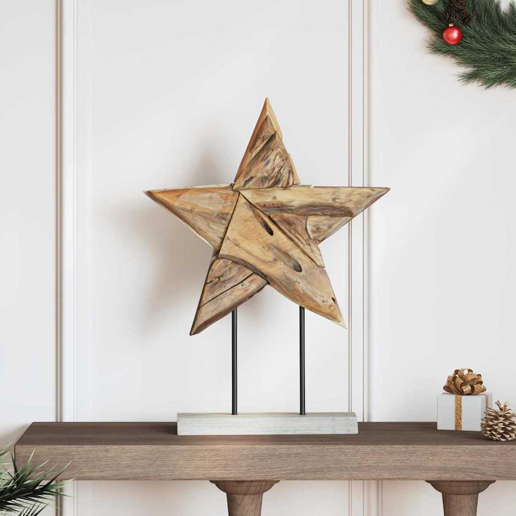 Weihnachtsstern Braun Massivholz Teak