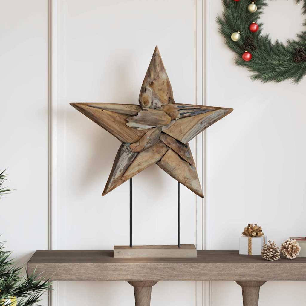Weihnachtsstern Braun Massivholz Teak