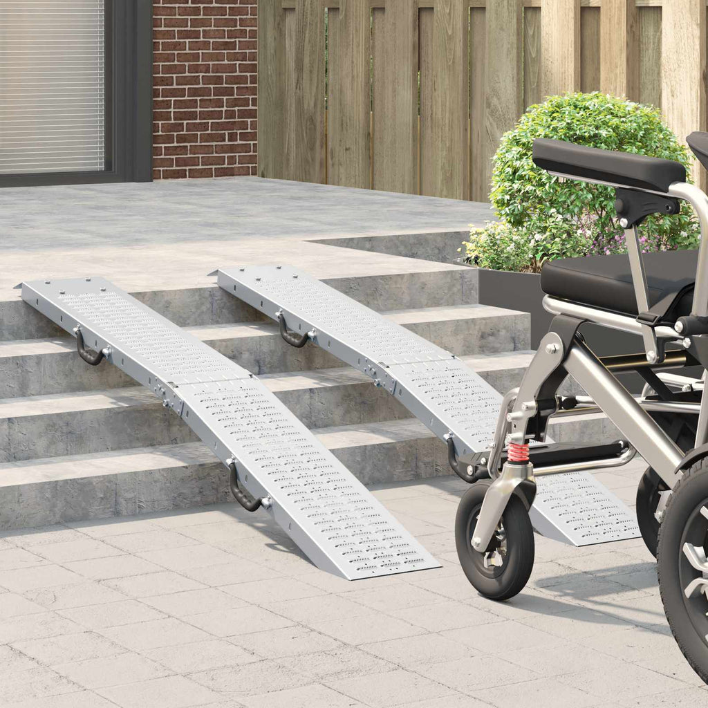 Faltbare Rampe 200Kg Pro Rampe 2 Pcs Silber 166 X 23 X 4,5 Cm