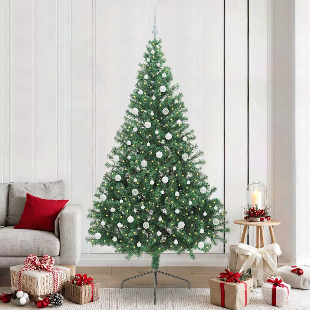Künstlicher Halb-Weihnachtsbaum Beleuchtung Kugeln Grün