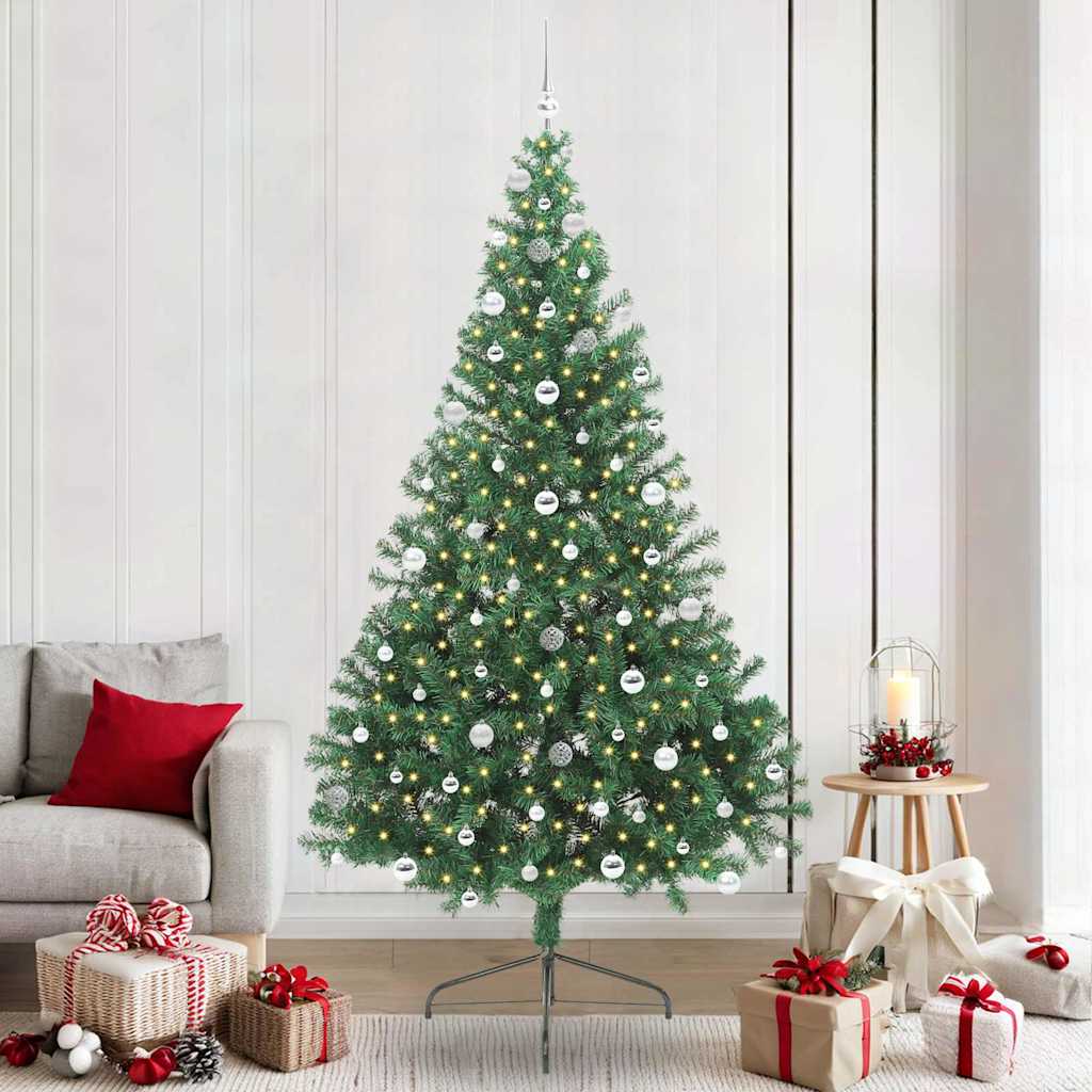 Künstlicher Halb-Weihnachtsbaum Beleuchtung Kugeln Grün