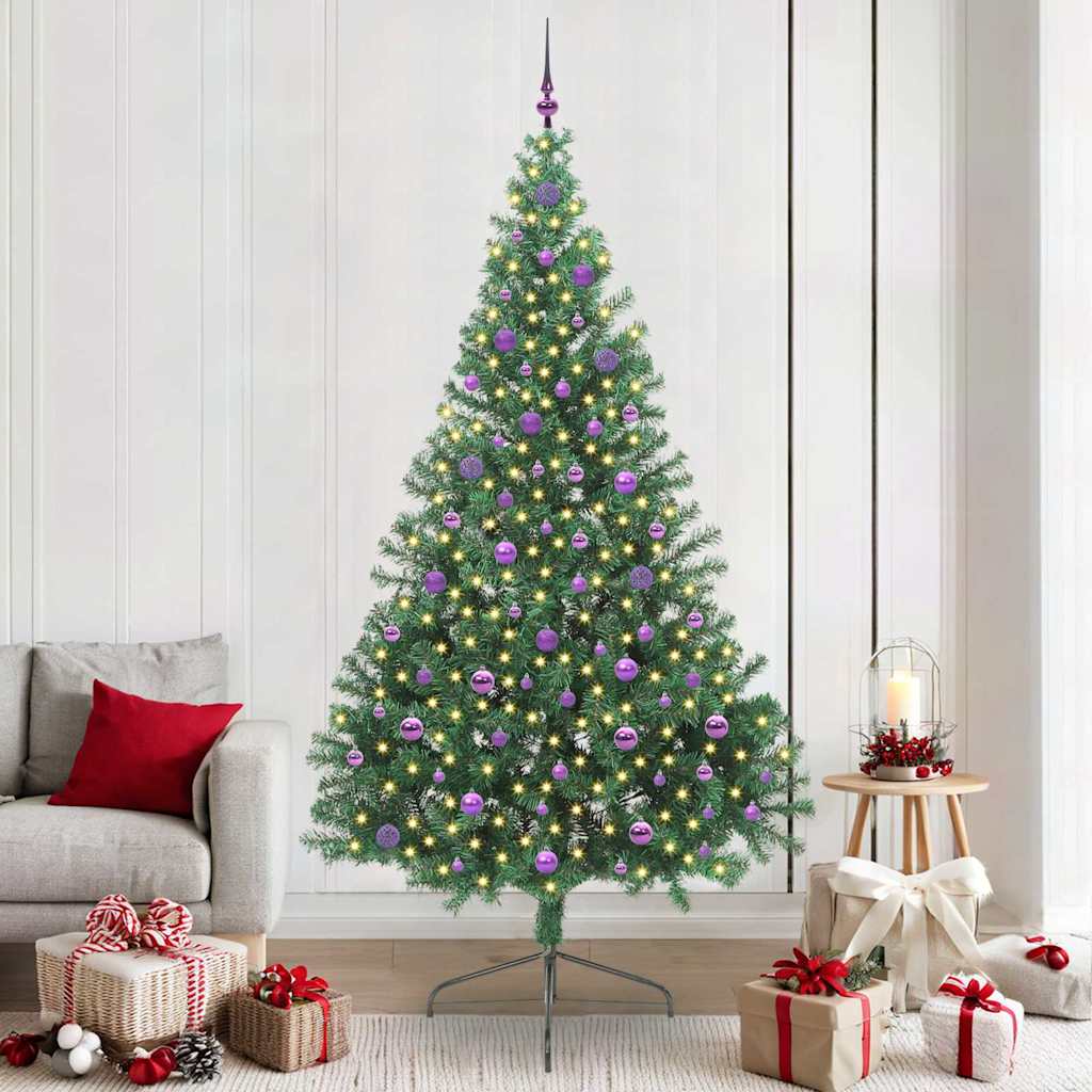Künstlicher Halb-Weihnachtsbaum Beleuchtung Kugeln Grün