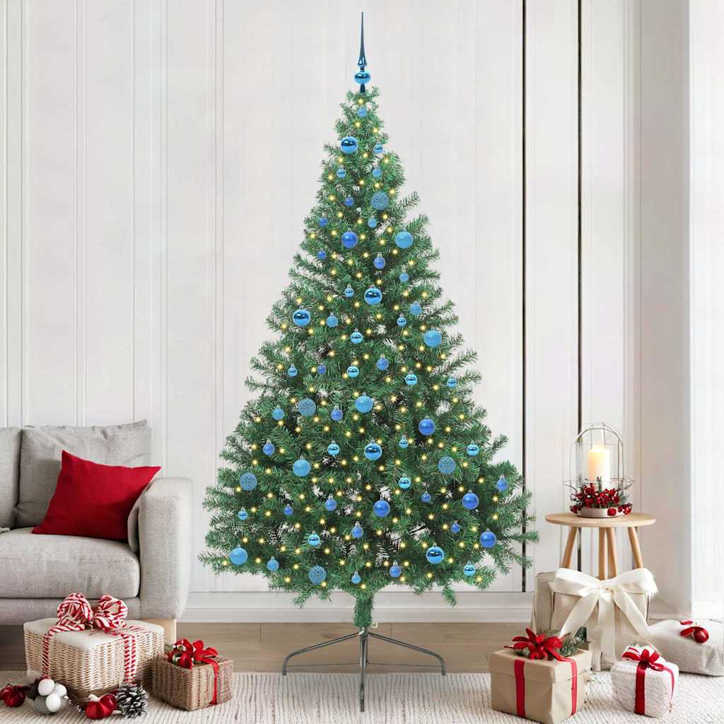 Künstlicher Halb-Weihnachtsbaum Beleuchtung Kugeln Grün