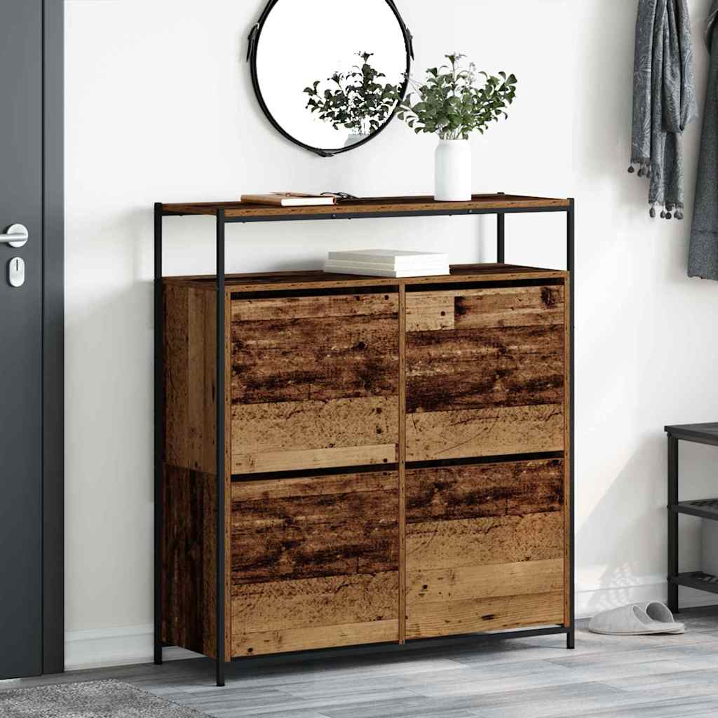 Schuhschrank Mit Regal 100 X 34 X 112 Cm Holzwerkstoff