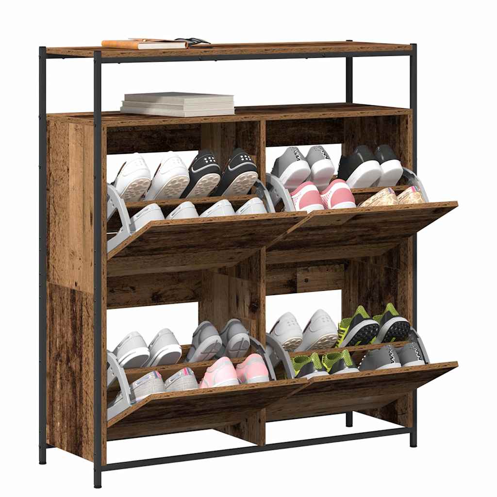 Schuhschrank Mit Regal 100 X 34 X 112 Cm Holzwerkstoff