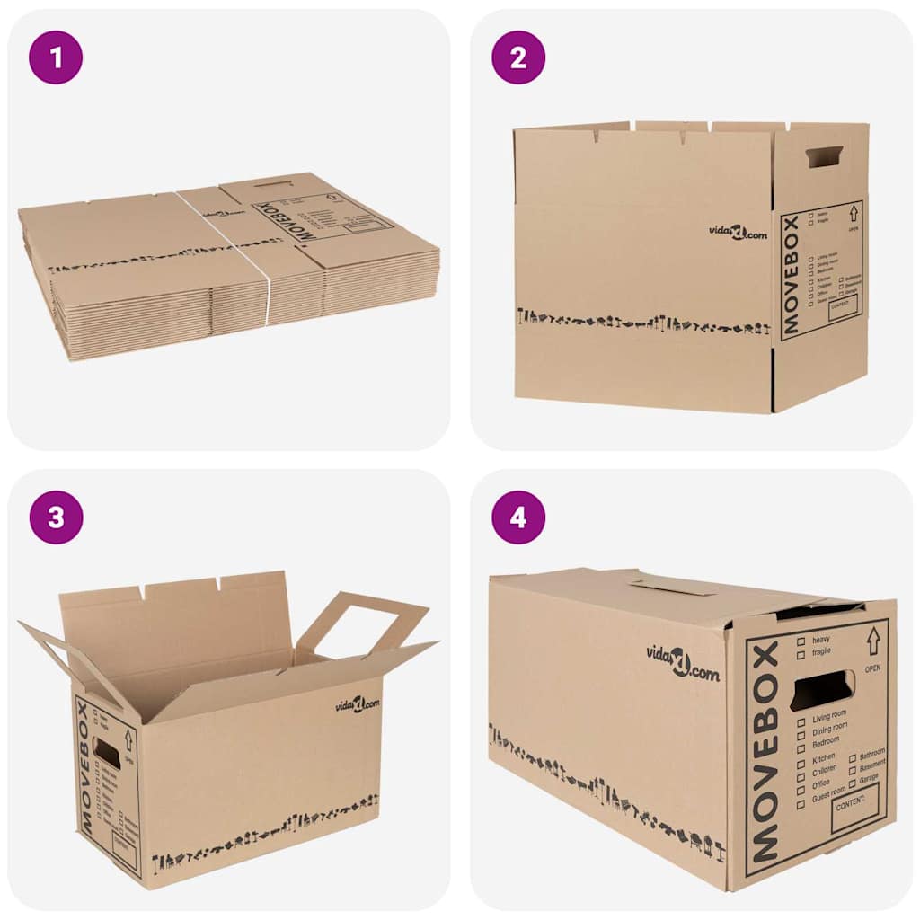Umzugsbox Mit Speicher 20 Pcs Natur 59 X 31,5 X 31,5 Cm Karton