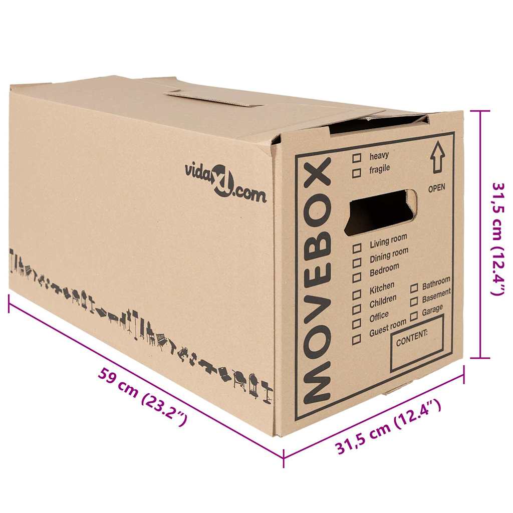 Umzugsbox Mit Speicher 20 Pcs Natur 59 X 31,5 X 31,5 Cm Karton