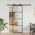 Schiebetür Mit Beschlag 76X205 Cm Esg-Glas Schwarz