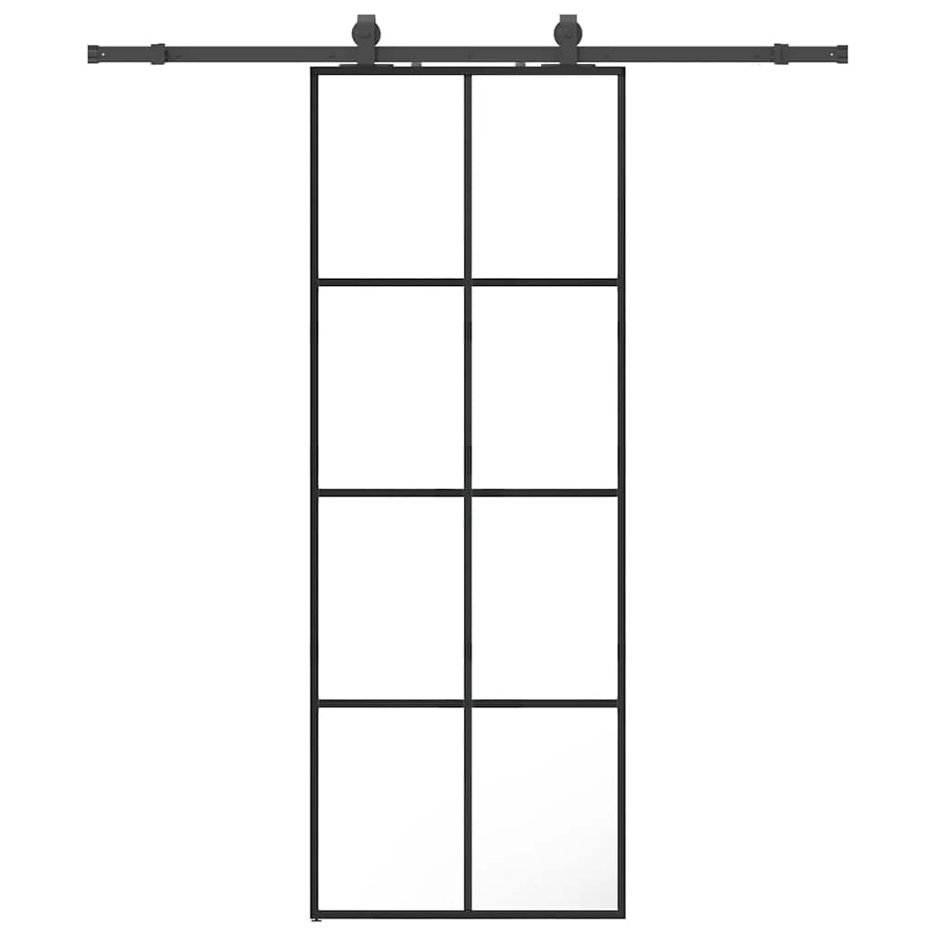 Schiebetür Mit Beschlag 76X205 Cm Esg-Glas Schwarz