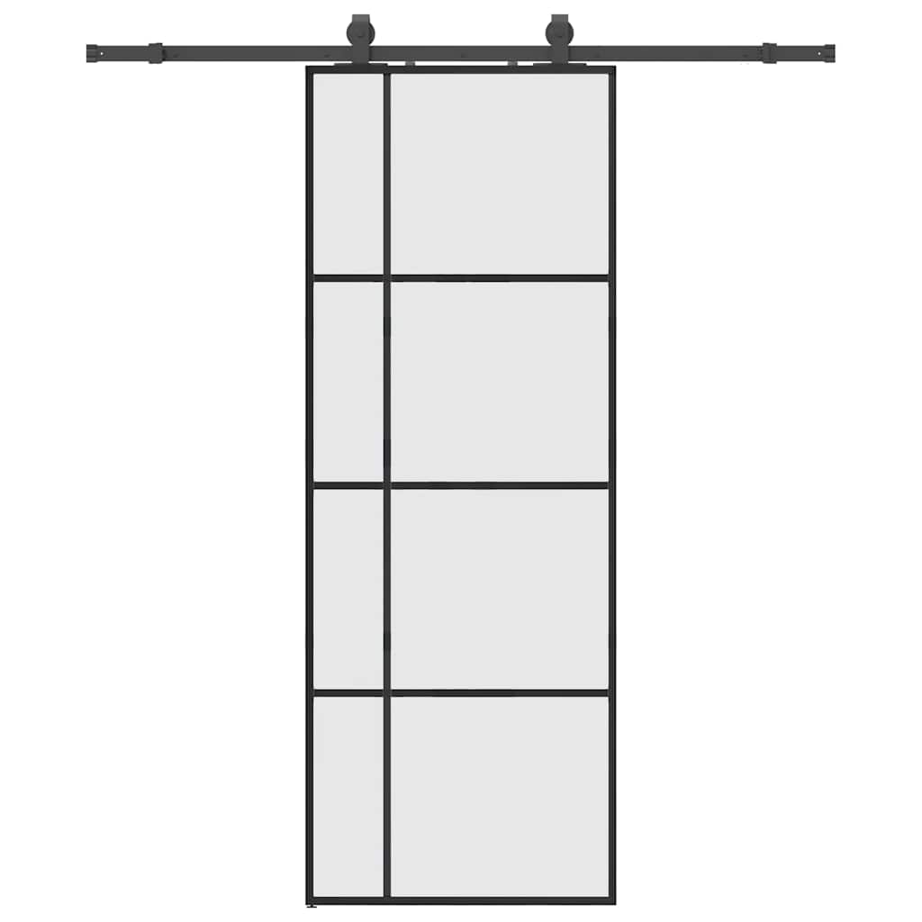 Schiebetür Mit Beschlag 76X205 Cm Esg-Glas Schwarz