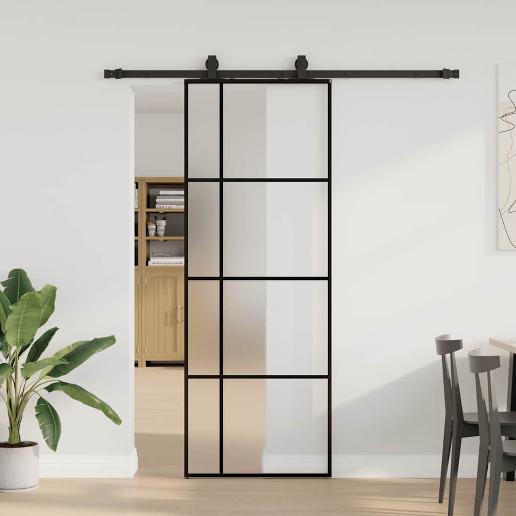 Schiebetür Mit Beschlag 76X205 Cm Esg-Glas Schwarz