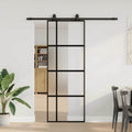 Schiebetür Mit Beschlag Schwarz 90X205 Cm Hartglas Black, Matt And Transparent