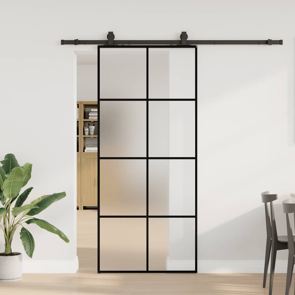Schiebetür Mit Beschlag 76X205 Cm Esg-Glas Schwarz