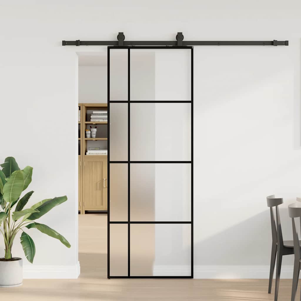 Schiebetür Mit Beschlag 76X205 Cm Esg-Glas Schwarz