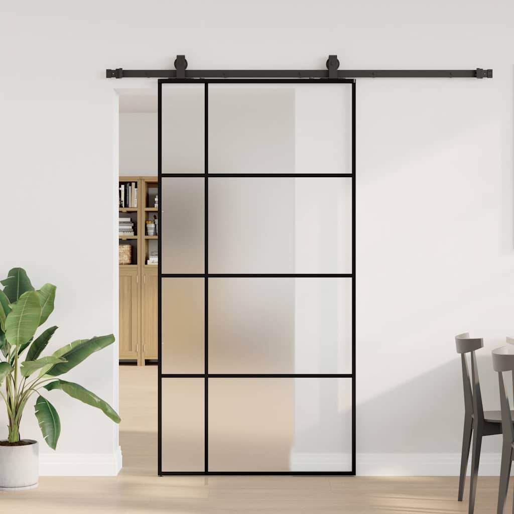 Schiebetür Mit Beschlag 76X205 Cm Esg-Glas Schwarz