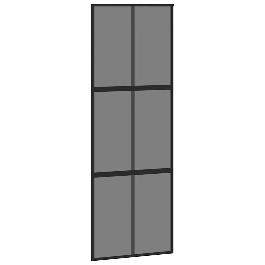 Schiebetür Mit Beschlag Schwarz 76X205 Cm Hartglas Schwarz Und Dunkel-Transparent