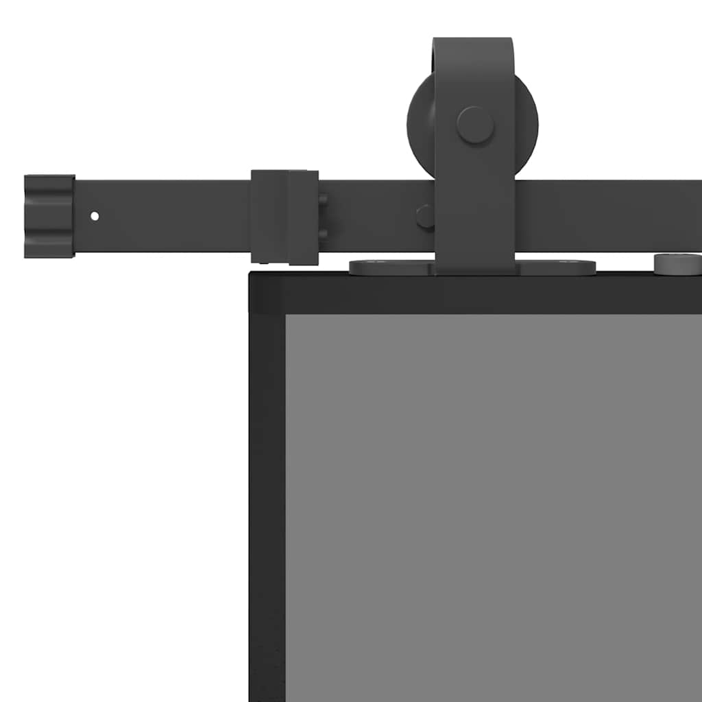 Schiebetür Mit Beschlag Schwarz 76X205 Cm Hartglas Schwarz Und Dunkel-Transparent