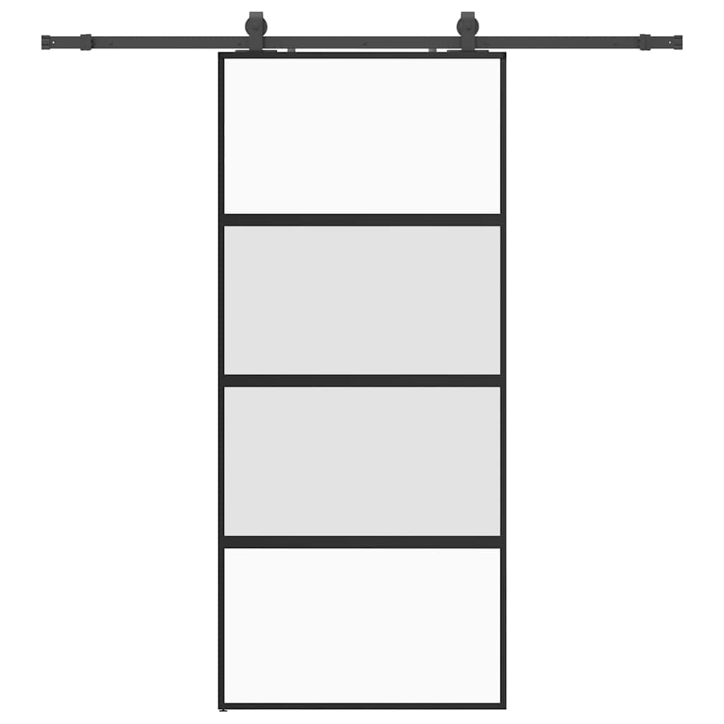 Schiebetür Mit Beschlag Schwarz 90X205 Cm Hartglas Schwarz Und Matt