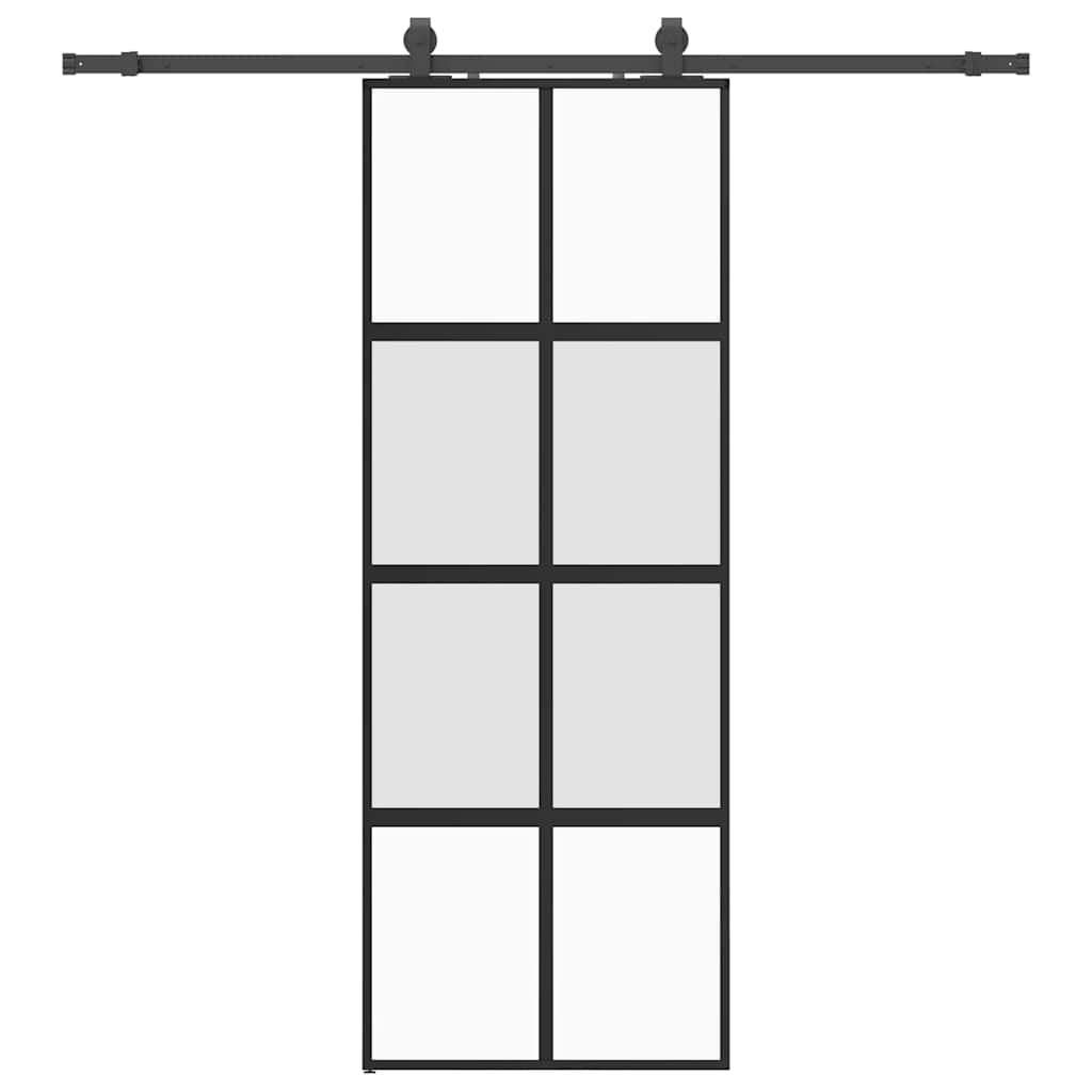 Schiebetür Mit Beschlag Schwarz 76X205 Cm Hartglas Schwarz Und Matt