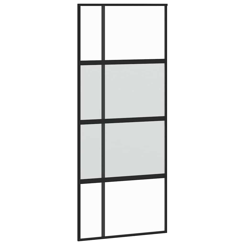 Schiebetür Mit Beschlag Schwarz 90X205 Cm Hartglas Black, Matt And Transparent