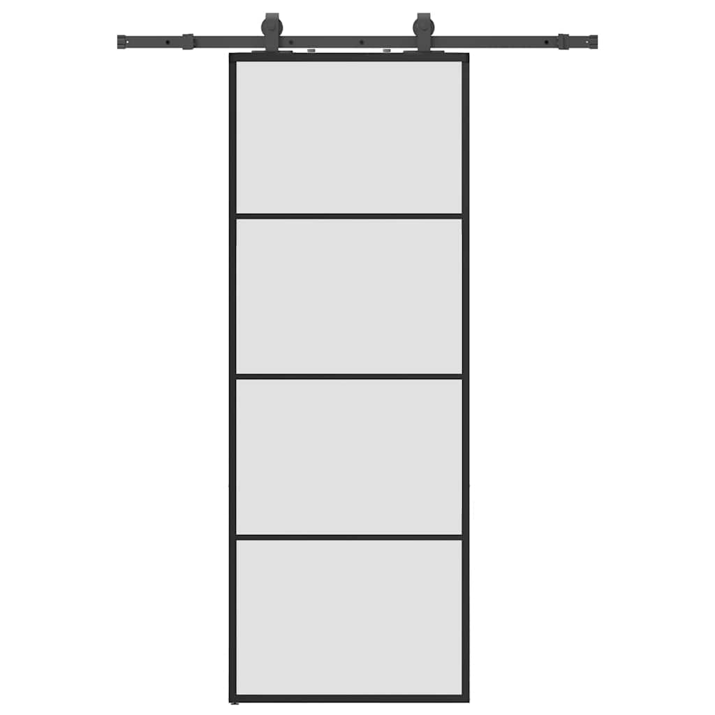 Schiebetür Mit Beschlag 76X205 Cm Esg-Glas Schwarz