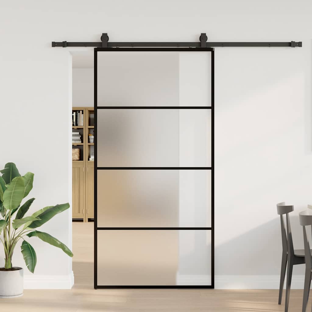 Schiebetür Mit Beschlag 76X205 Cm Esg-Glas Schwarz