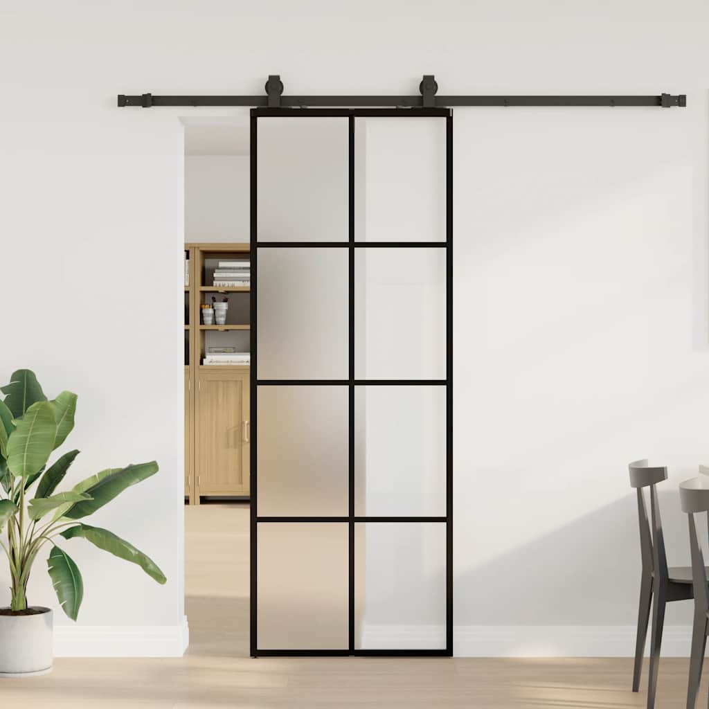 Schiebetür Mit Beschlag 76X205 Cm Esg-Glas Schwarz