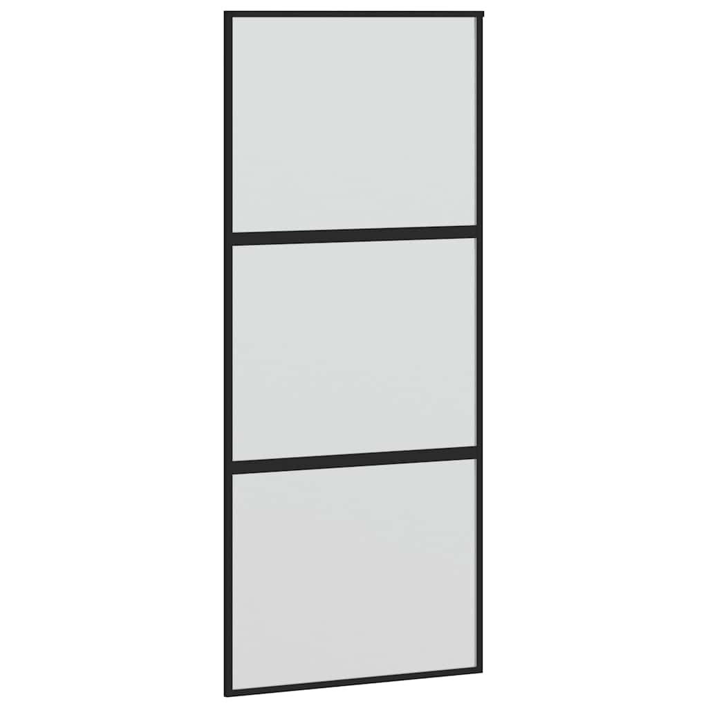 Schiebetür Mit Beschlag Schwarz 90X205 Cm Hartglas Schwarz Und Matt