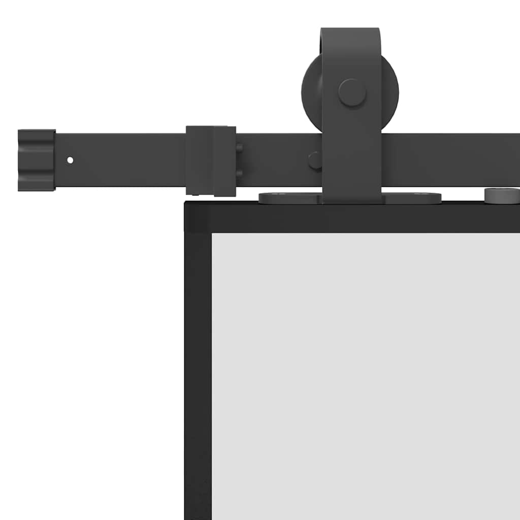 Schiebetür Mit Beschlag Schwarz 90X205 Cm Hartglas Schwarz Und Matt