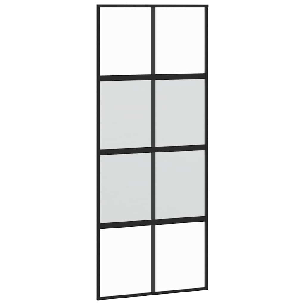 Schiebetür Mit Beschlag Schwarz 90X205 Cm Hartglas Black, Matt And Transparent