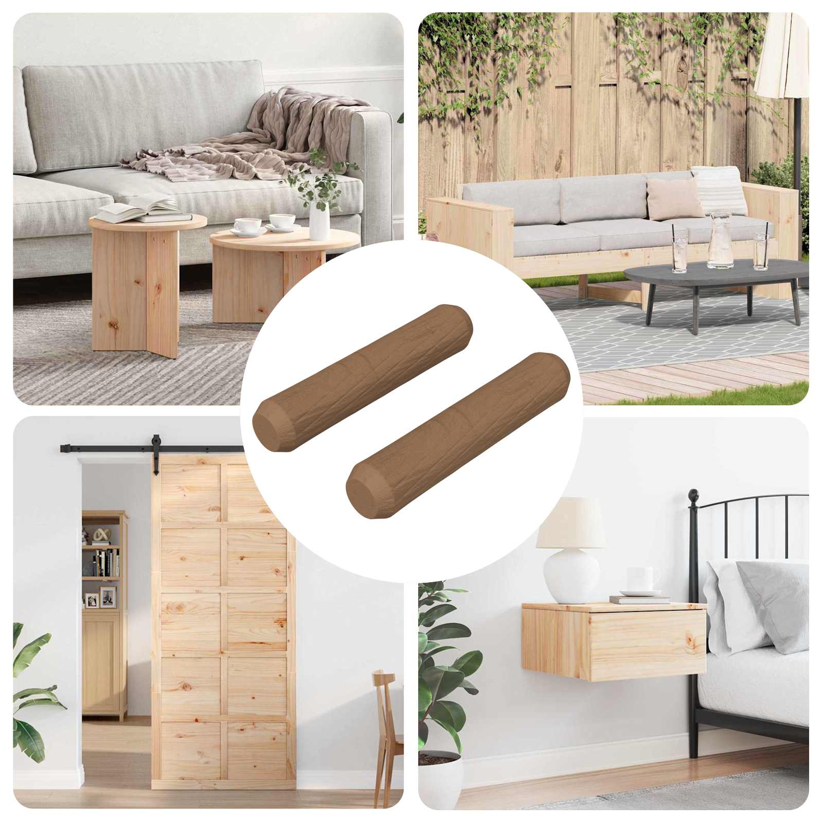 Holzdübel 2 Pcs Natur Ø 6 X 40 Mm Massivholz