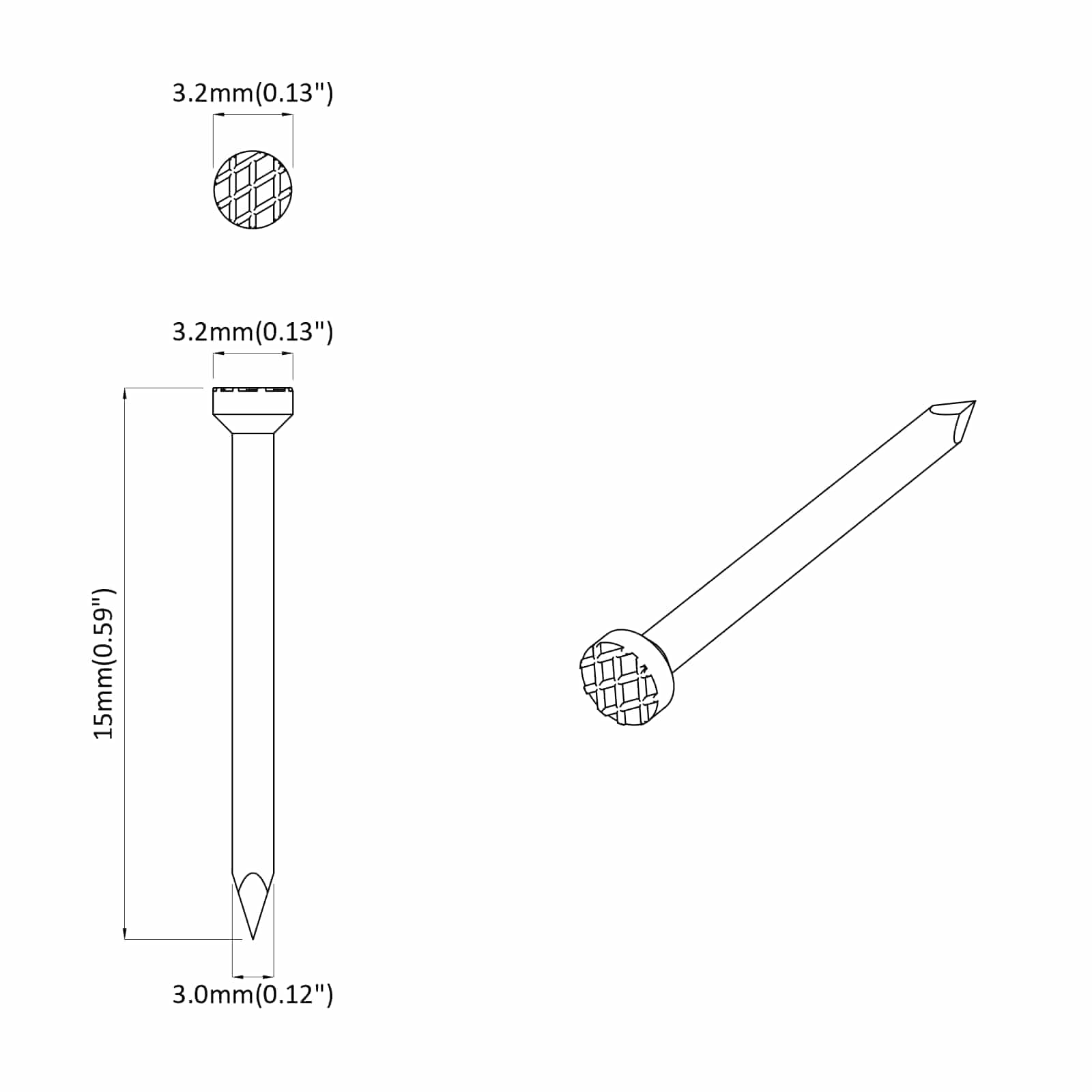Nägel Für Holz 2 Pcs Silber Ø 3 X 15 Mm Metall