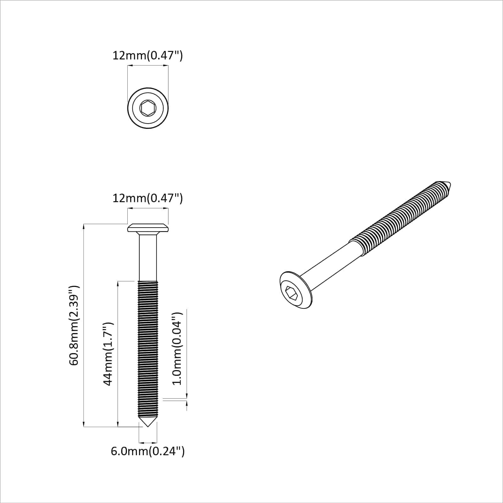 Möbel-Schrauben 2 Pcs Silber Stahl