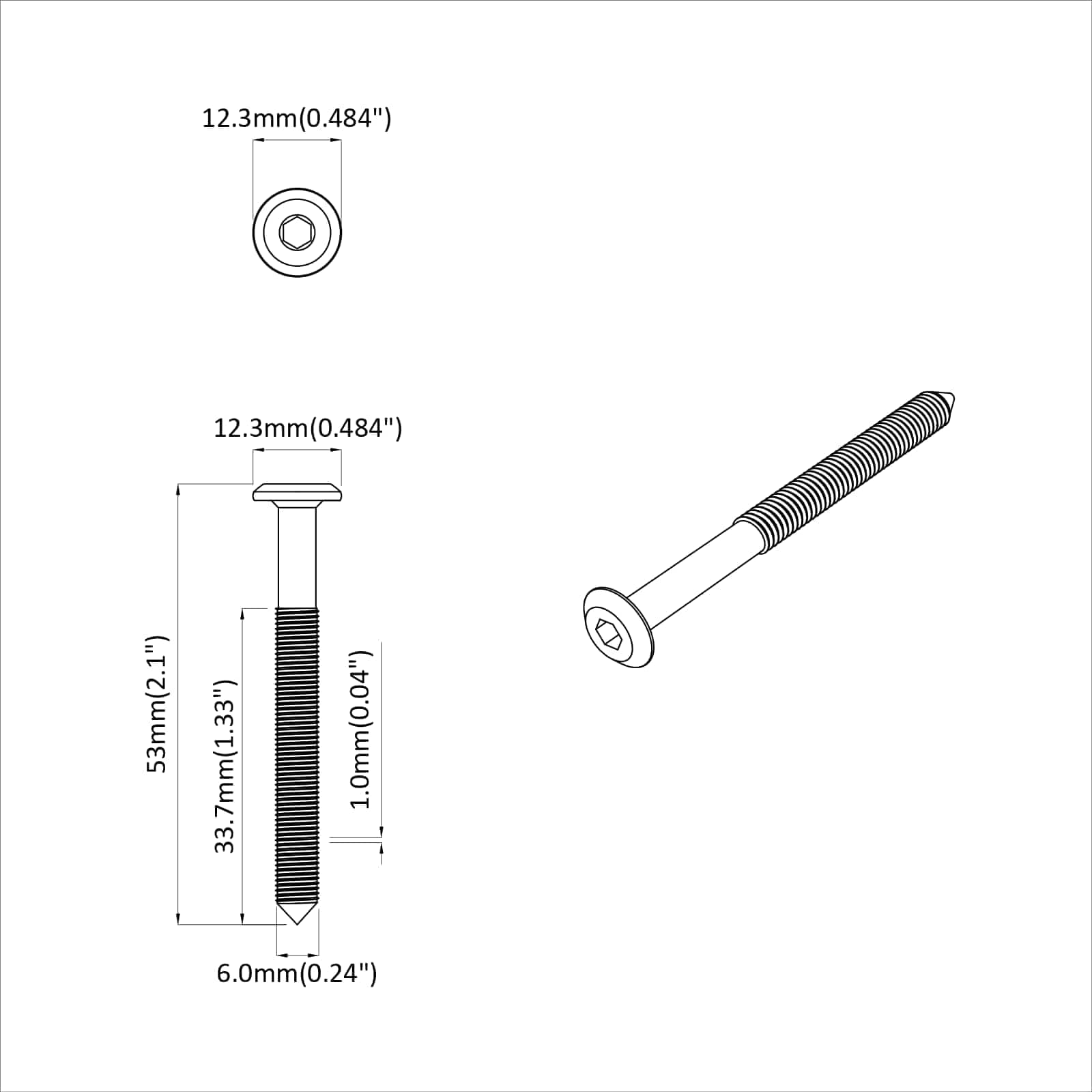 Schraube 2 Pcs Silber Stahl